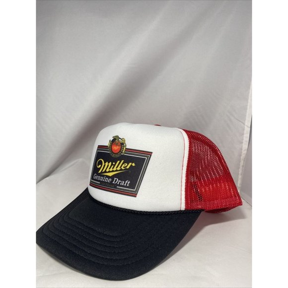 Miller Genuine Draft Beer Trucker Hat Mesh Hat Adjustable Cap Miller Hat - Picture 3 of 4
